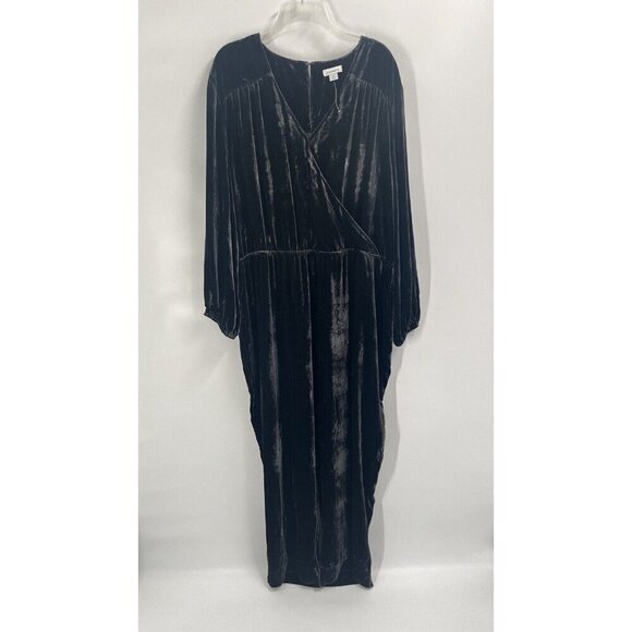 Sundance Aviana Wrap Velvet Jumpsuit Smoke Gray Rayon Silk Long Sleeve Sz XXL - Picture 3 of 7
